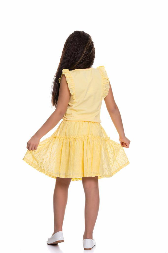 Ensemble2 pièces en tissu jupe évasé et t-shirt pour fille de 5 à 10 ans - Karasmoode