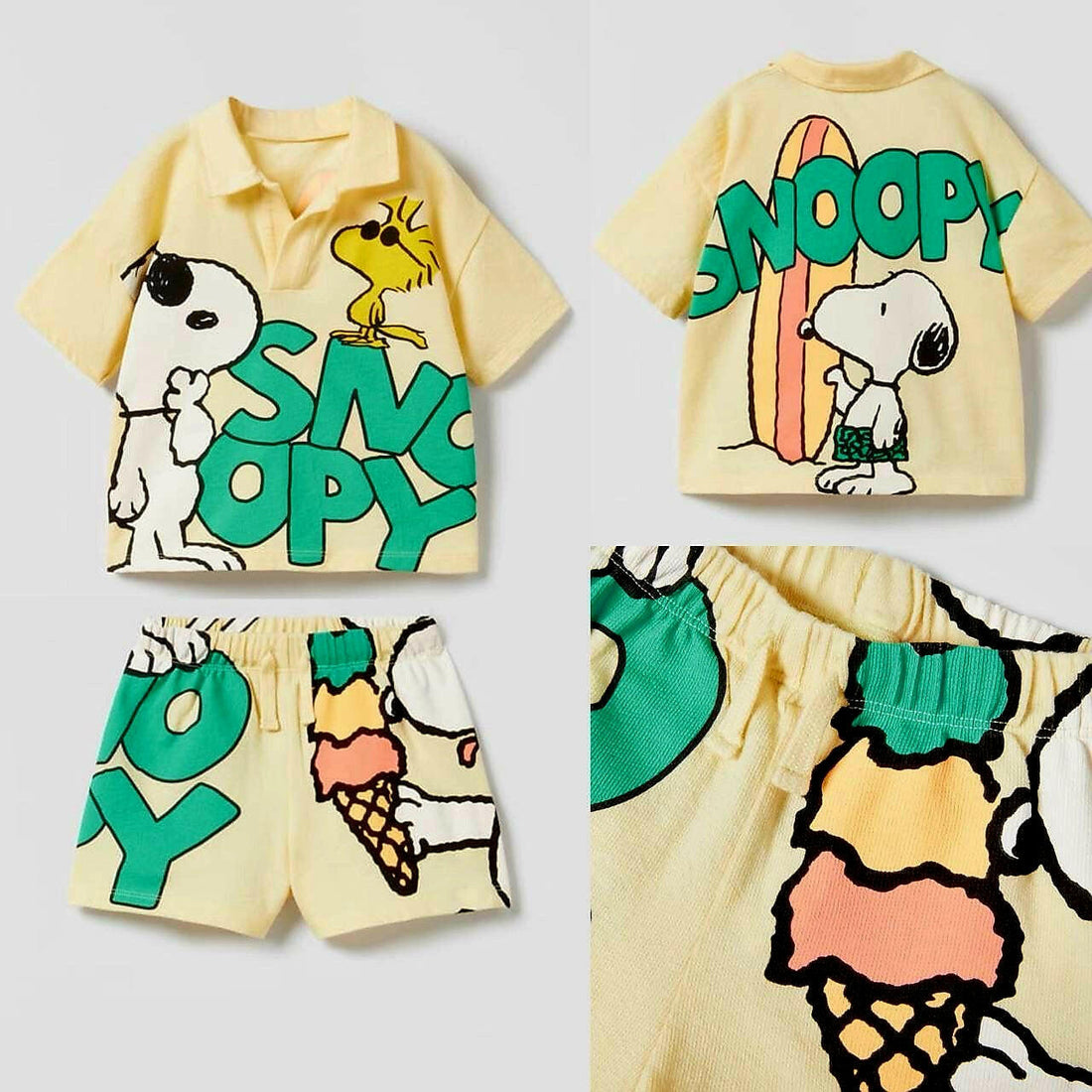 Ensemble2 pièces short et t-shirt imprimé Snoopy 2 bébé fille de 18 mois à 2 ans - Karasmoode