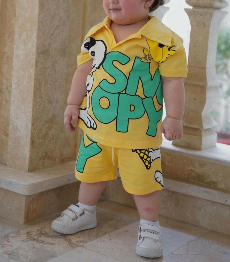 Ensemble2 pièces short et t-shirt imprimé Snoopy 2 bébé fille de 18 mois à 2 ans - Karasmoode