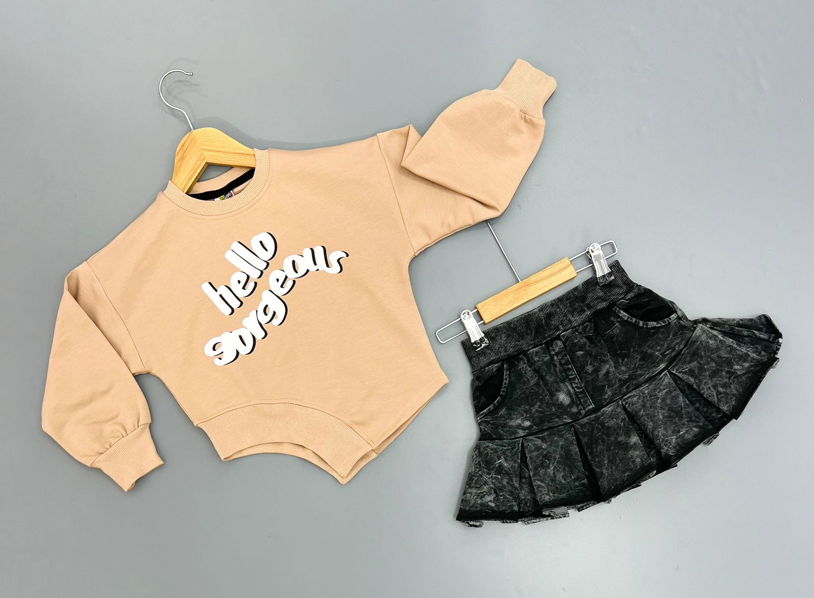 Ensemble 2 pièces jupe et chandail pour fille de 4 à 12 ans - Karasmoode