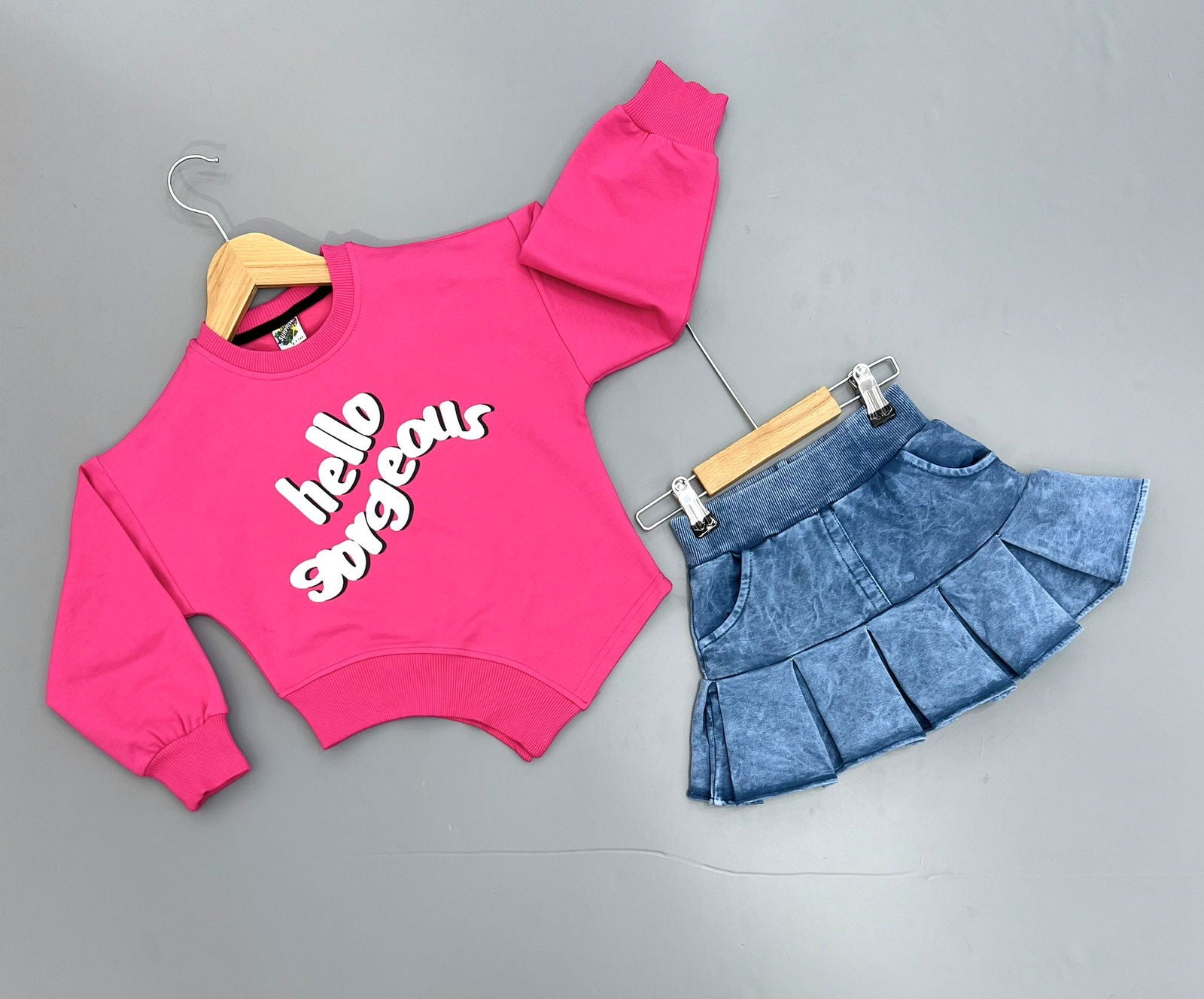 Ensemble 2 pièces jupe et chandail pour fille de 4 à 12 ans - Karasmoode