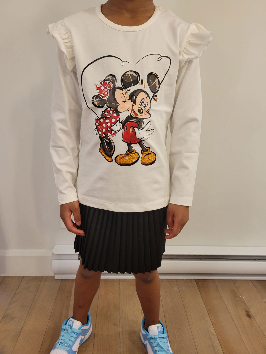 Ensemble 2 pièces jupe plissée et t-shirt imprimé mickey pour fille de 2 à 8 ans - Karasmoode