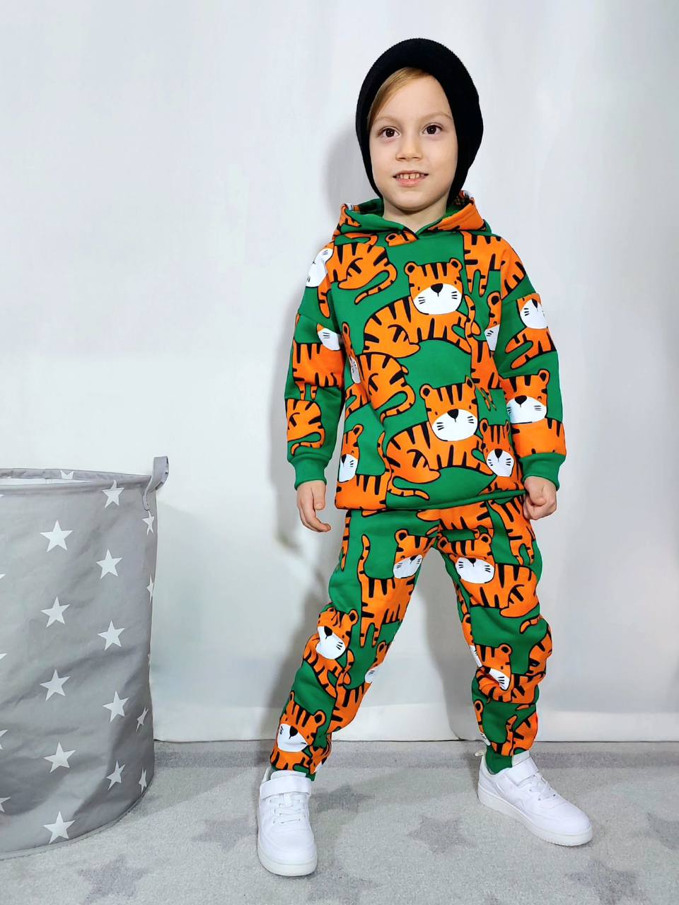 Ensemble 2 pièces pantalon et chandail imprimé Lion vert unisexe de 3 à 10 ans - Karasmoode