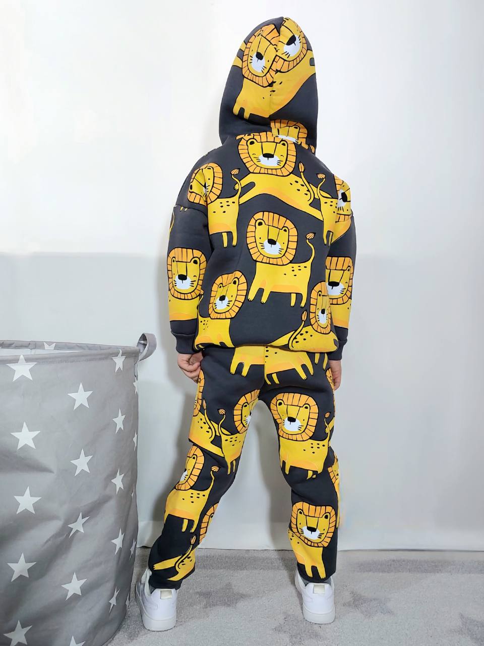 Ensemble 2 pièces pantalon jogging et chandail imprimé Lion jaune pour garçon de 3 à 10 ans - Karasmoode