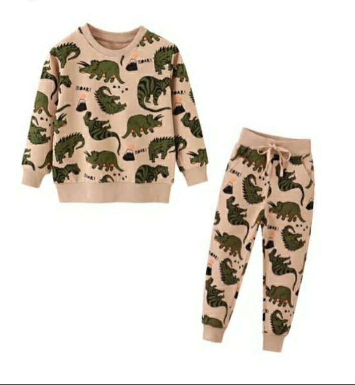 Ensemble 2 pièces pantalon jogging et chandail imprimé animal pour garçon de 2 à 8 ans - Karasmoode