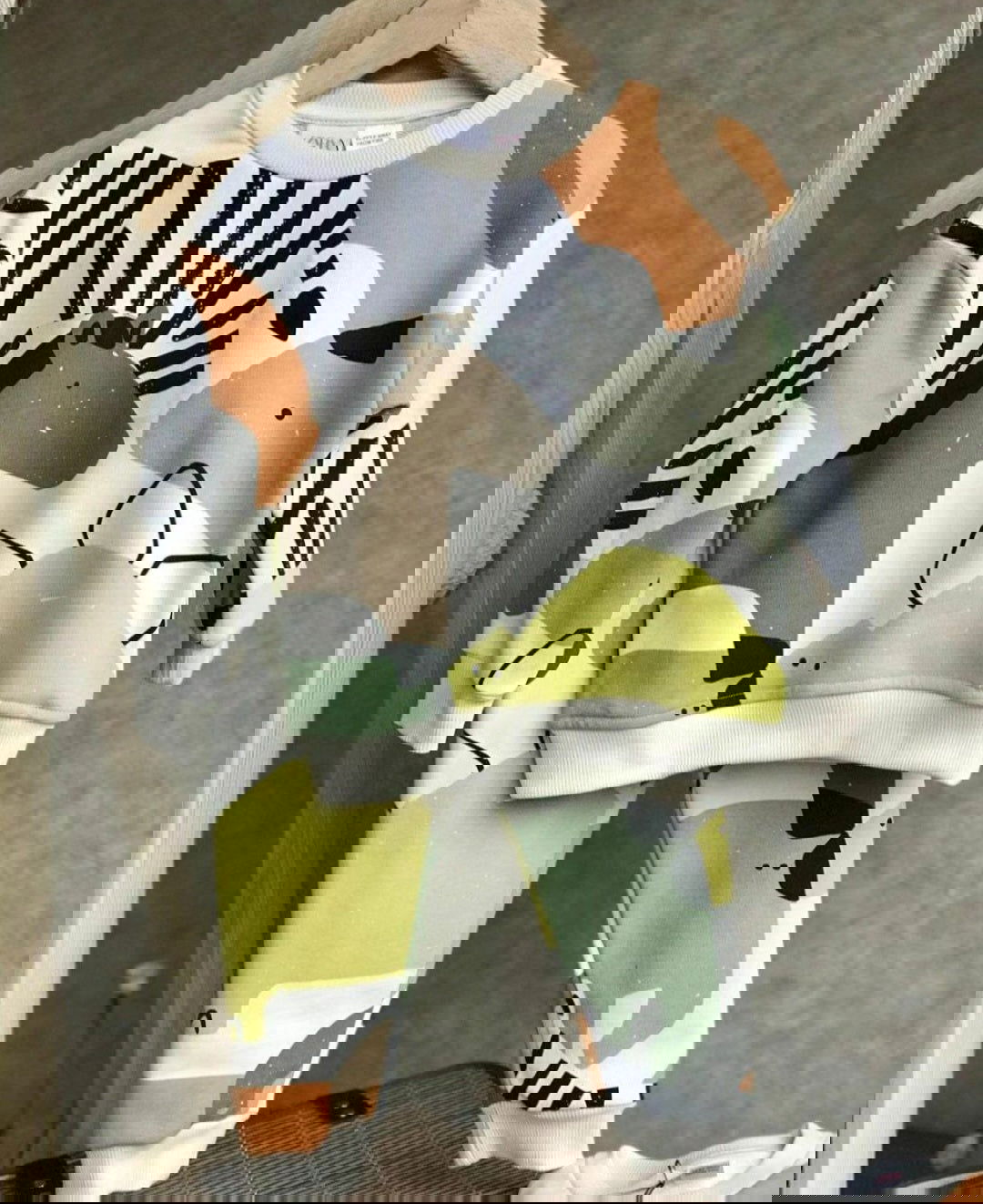 Ensemble 2 pièces pantalon jogging et chandail imprimé animal unisexe de 2 à 8 ans - Karasmoode