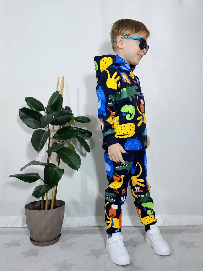 Ensemble 2 pièces pantalon jogging et chandail imprimé animal unisexe de 3 à 10 ans - Karasmoode