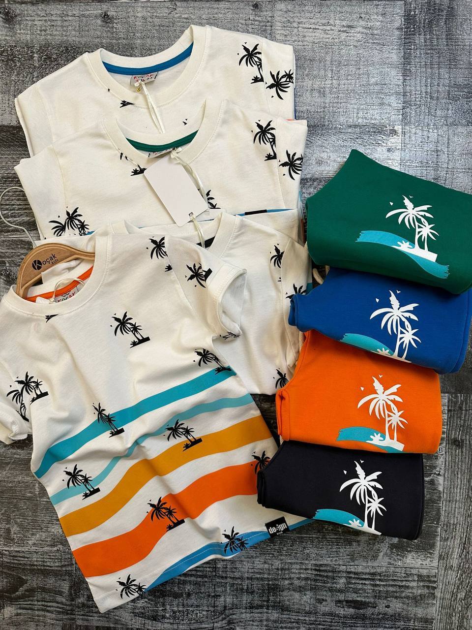 Ensemble 2 pièces pantalon jogging et t-shirt imprimé cocotier pour enfant de 3 à 10 ans. - Karasmoode