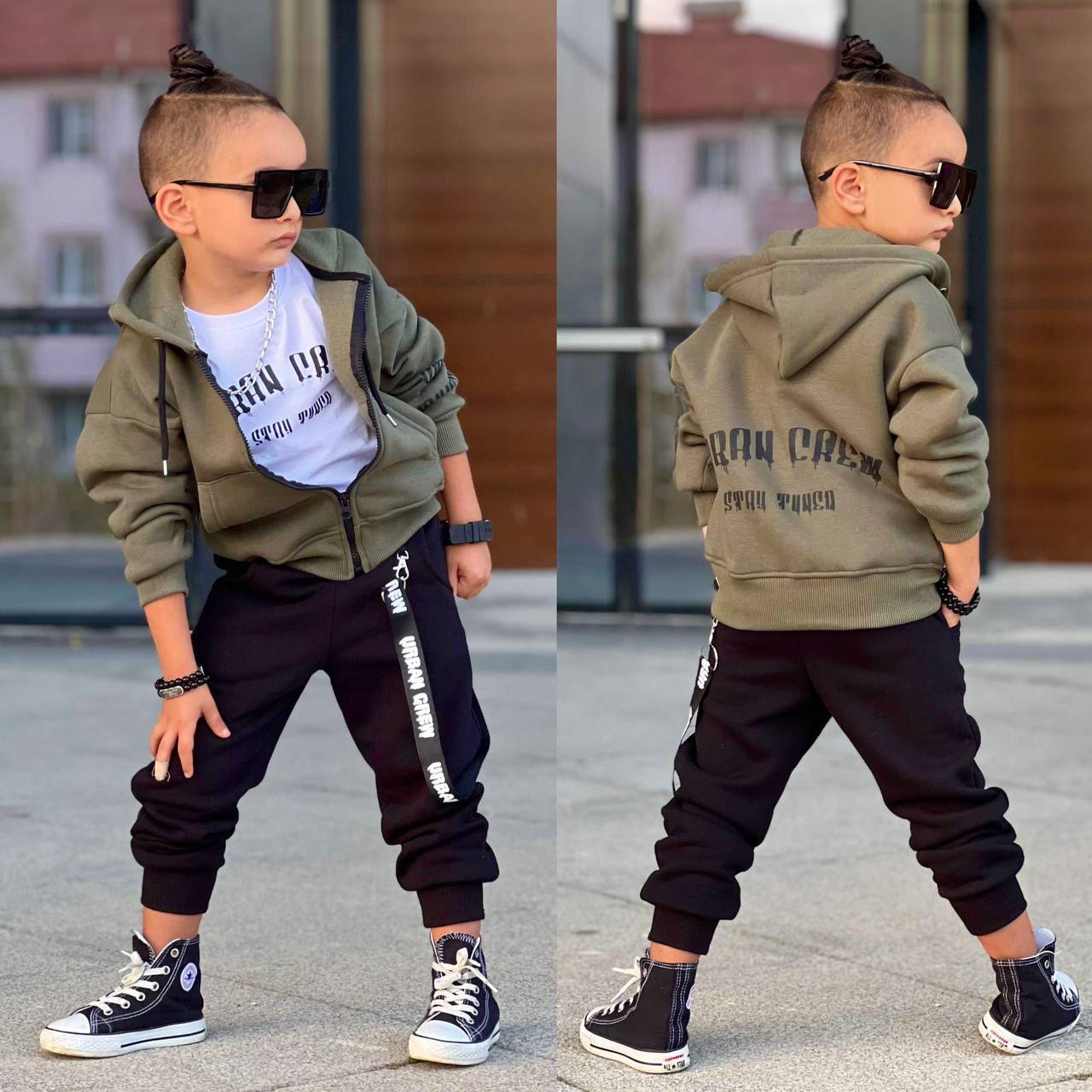 Ensemble 3 pièces pantalon jogging et chandail et veste pour enfant de 3 à 10 ans - Karasmoode