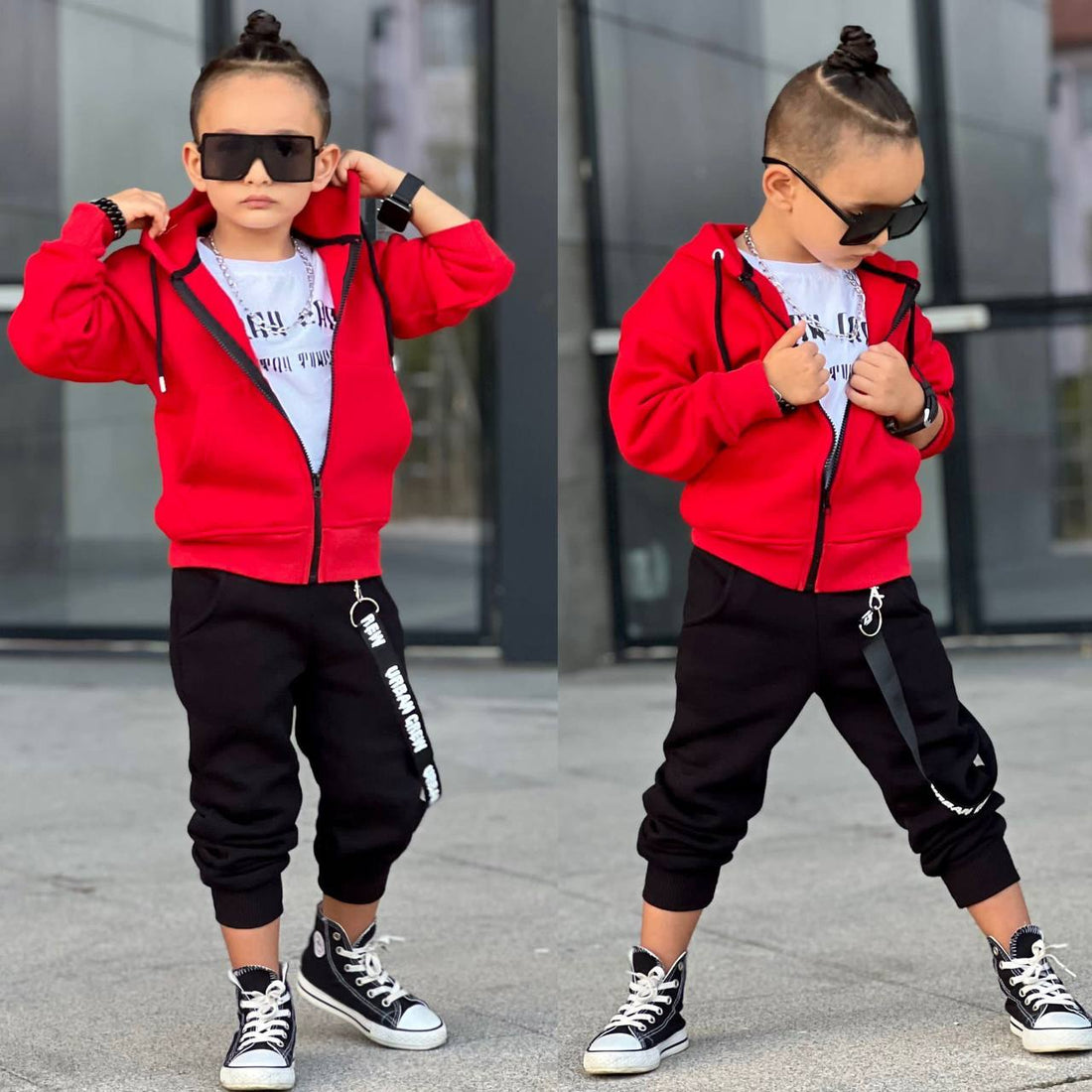 Ensemble 3 pièces pantalon jogging et chandail et veste pour enfant de 3 à 10 ans - Karasmoode