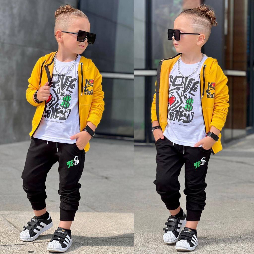 Ensemble 3 pièces pantalon jogging et veste imprimé Lovely pour enfant garçon de 3 à 10 ans - Karasmoode