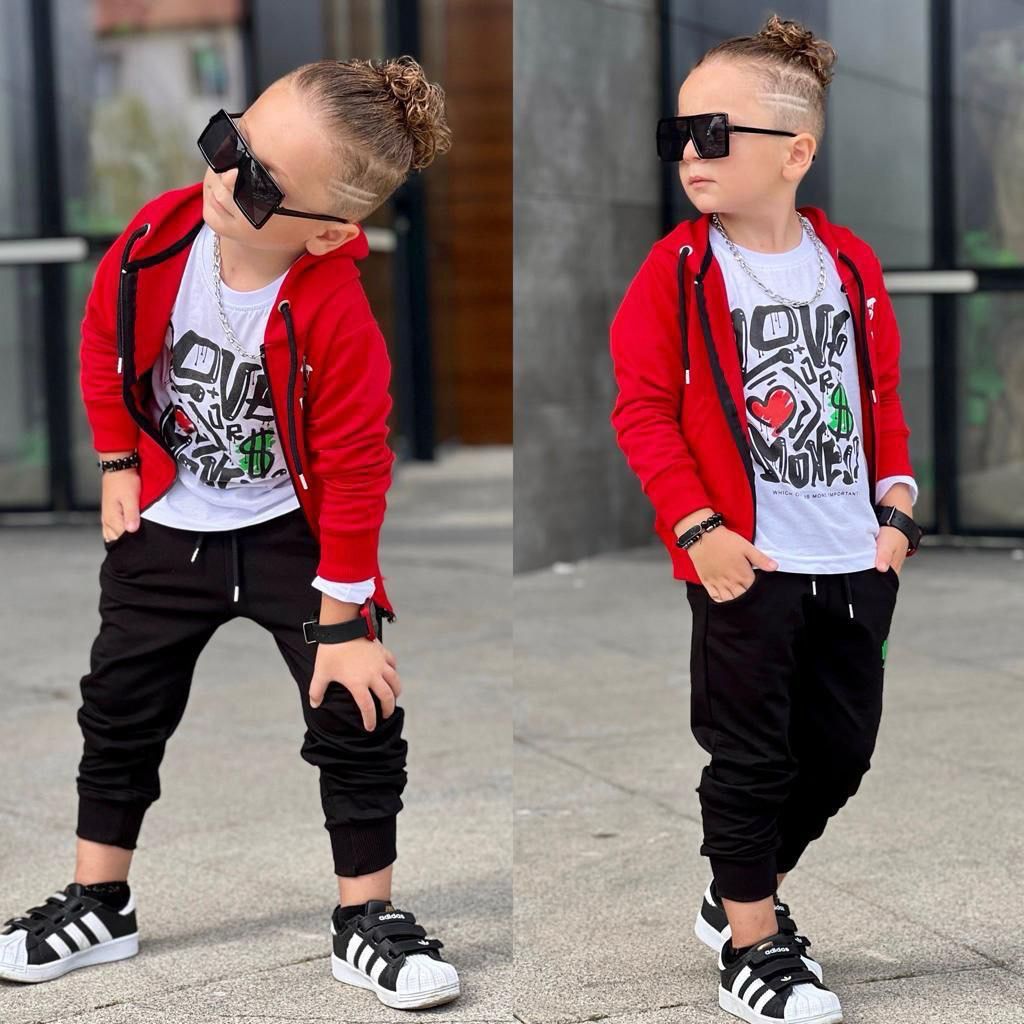 Ensemble 3 pièces pantalon jogging et veste imprimé Lovely pour enfant garçon de 3 à 10 ans - Karasmoode