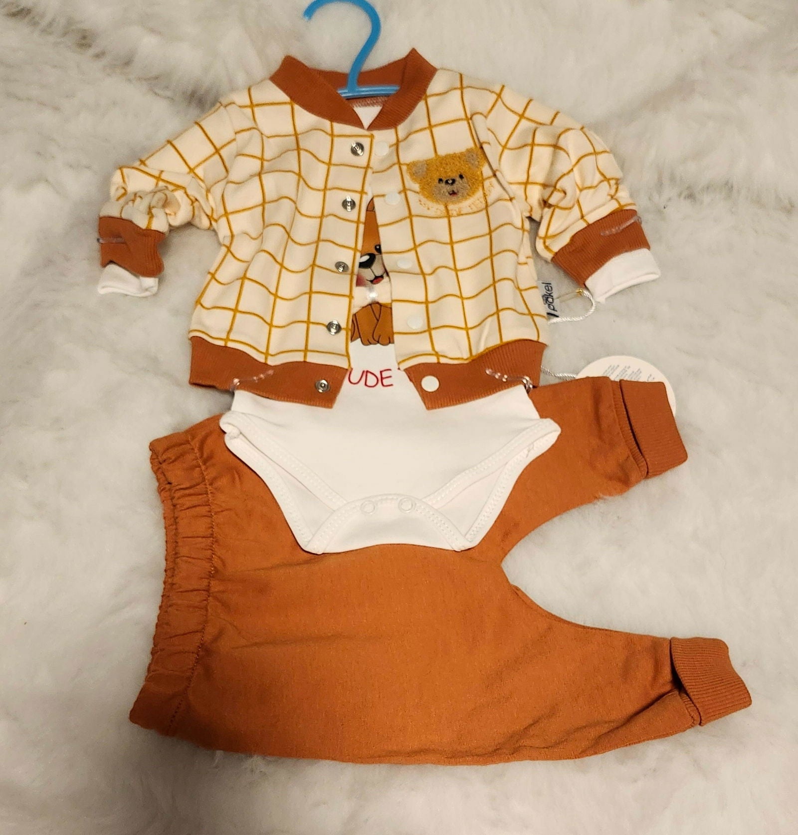 Ensemble 3 pièces pantalon jogging et veste imprimé OURS pour bébé garçon - Karasmoode
