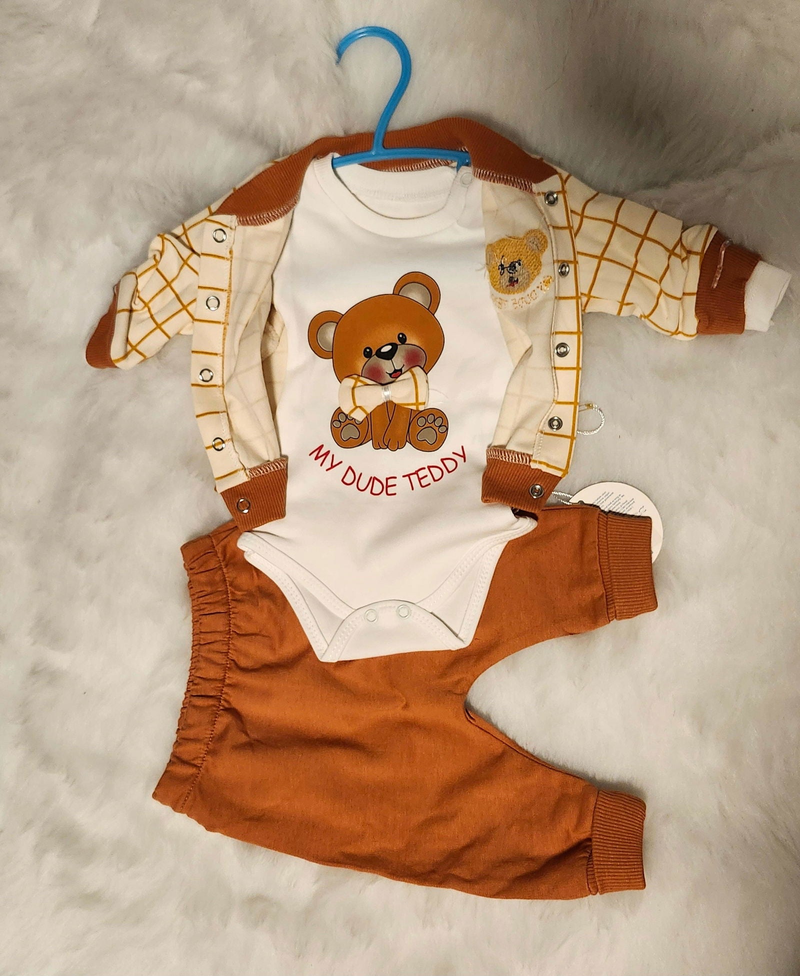 Ensemble 3 pièces pantalon jogging et veste imprimé OURS pour bébé garçon - Karasmoode