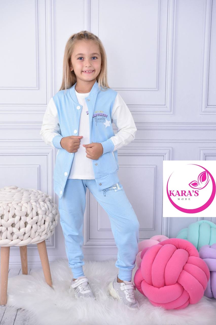 Ensemble 3 pièces pantalon jogging et veste imprimé pour fille de 3 à 10 ans - Karasmoode