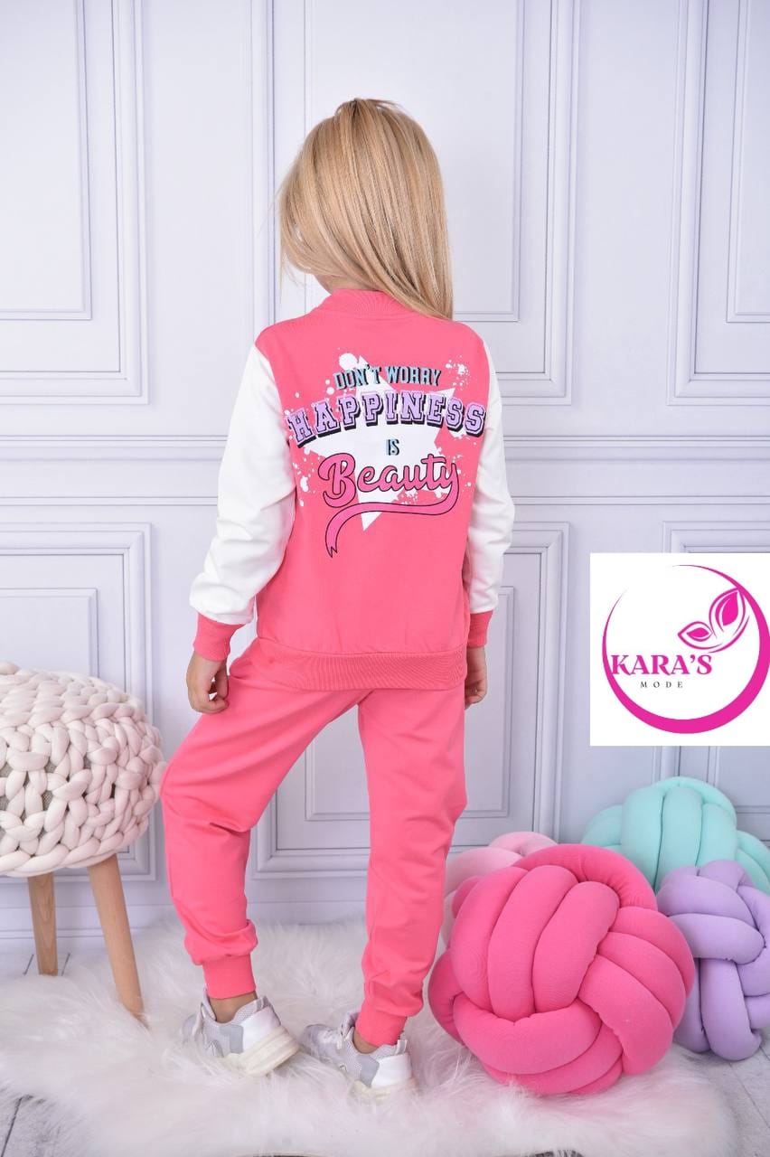 Ensemble 3 pièces pantalon jogging et veste imprimé pour fille de 3 à 10 ans - Karasmoode