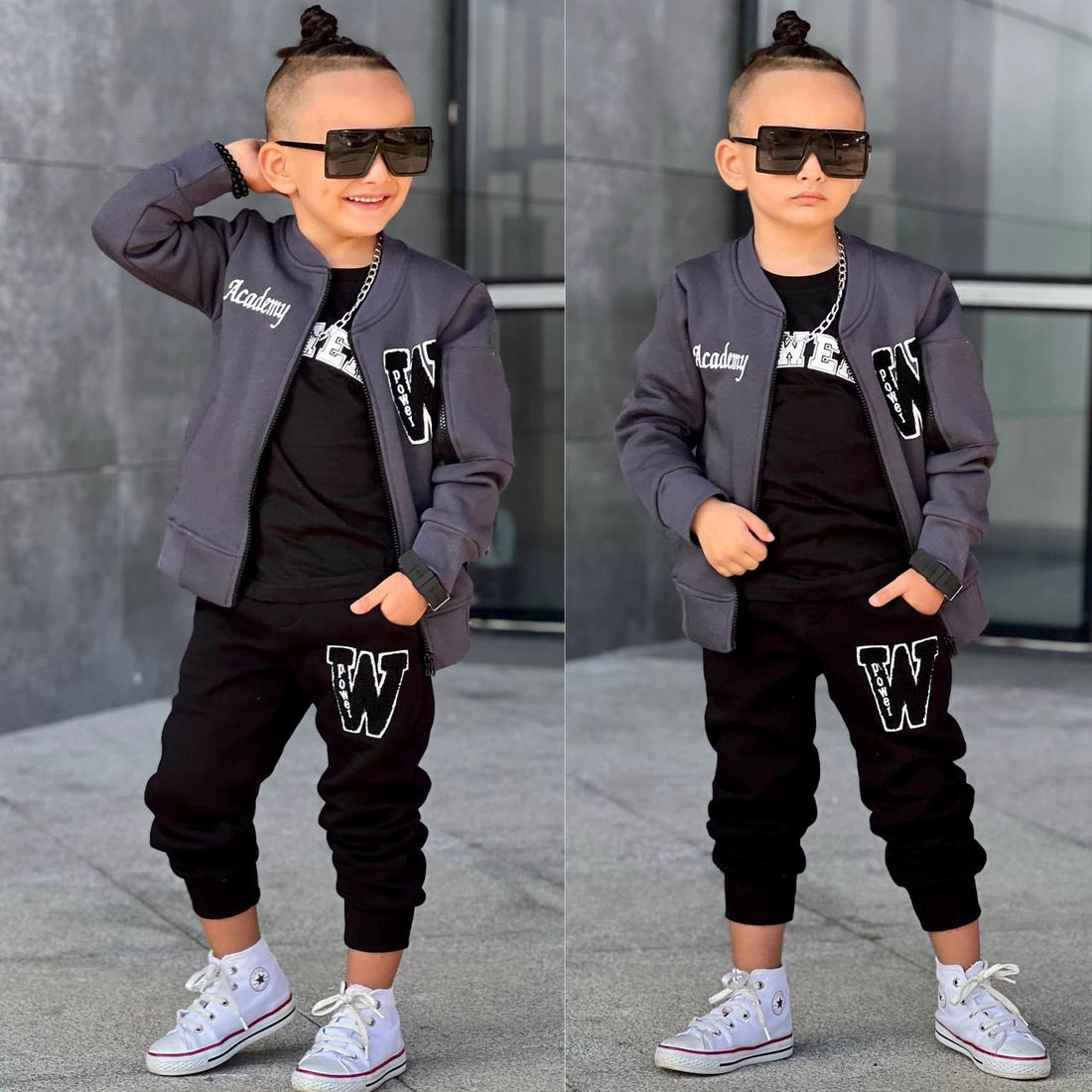 Ensemble 3 pièces pantalon jogging et veste pour enfant garçon de 3 à 10 ans - Karasmoode