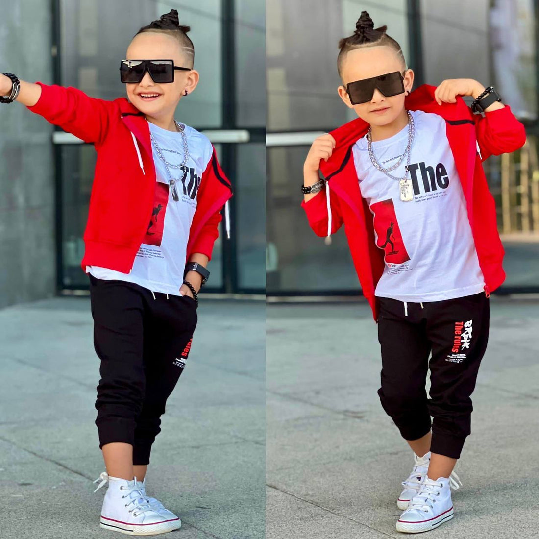 Ensemble 3 pièces pantalon jogging et veste pour enfant garçon de 3 à 10 ans - Karasmoode