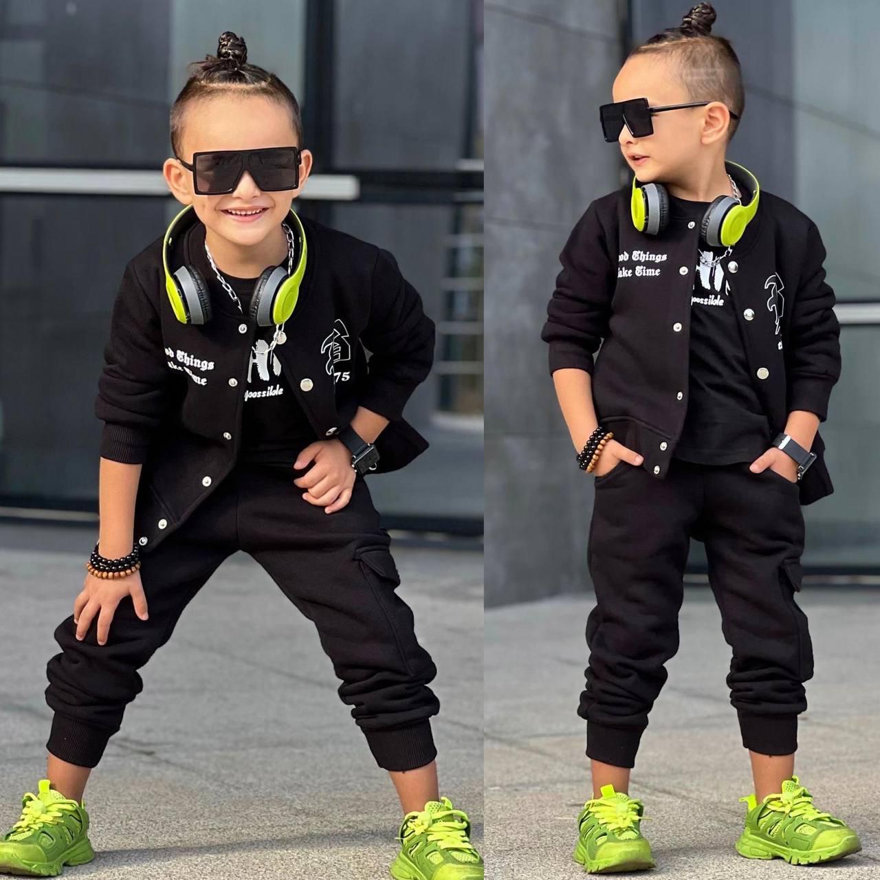 Ensemble 3 pièces pantalon jogging et veste pour enfant garçon de 3 à 10 ans - Karasmoode