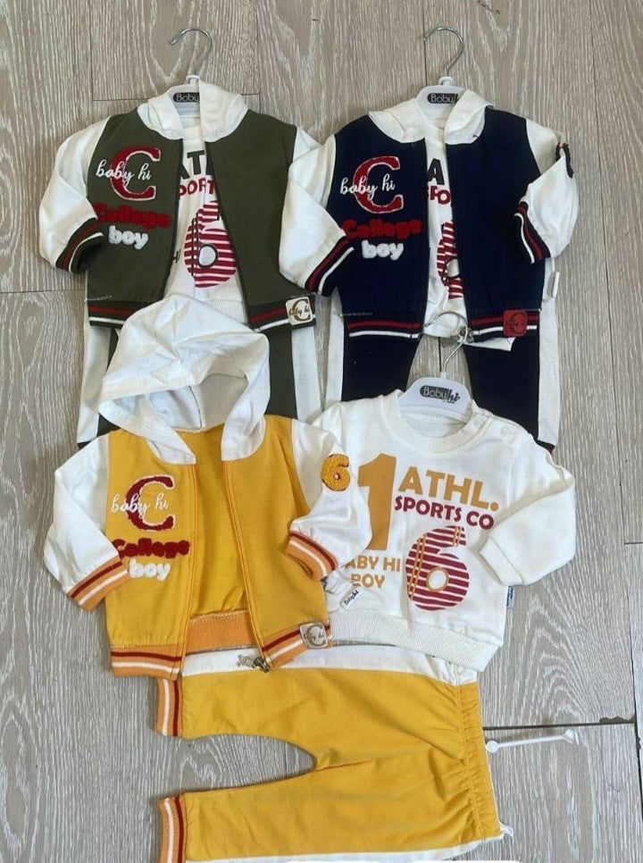 Ensemble 3 pièces pantalon jogging imprimé COLLAGE BOY pour bébé garçon de 6 mois à 18 mois - Karasmoode