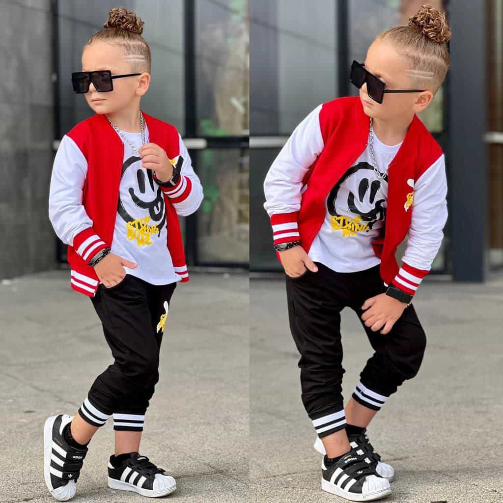 Ensemble 3 pièces pantalon jogging t-shirt et veste garçon de 4 à 12 ans - Karasmoode