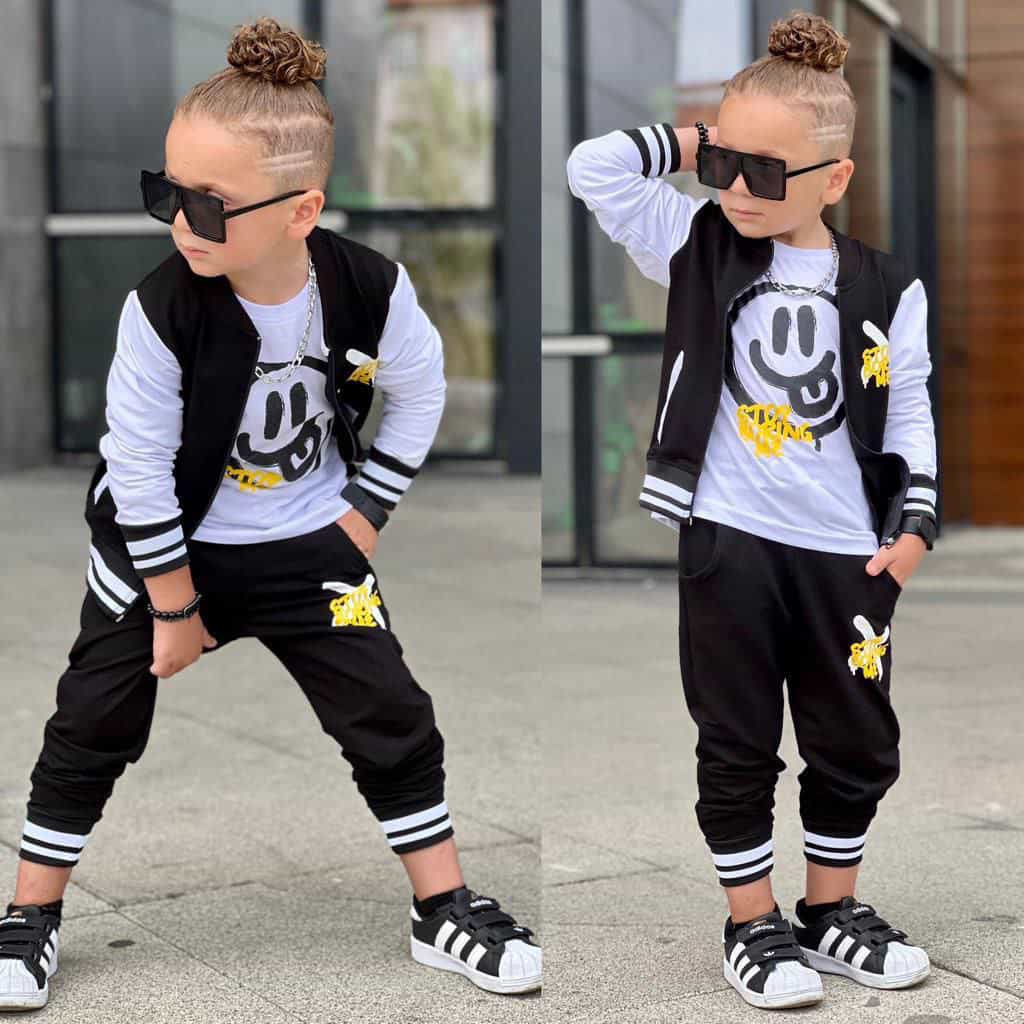 Ensemble 3 pièces pantalon jogging t-shirt et veste garçon de 4 à 12 ans - Karasmoode