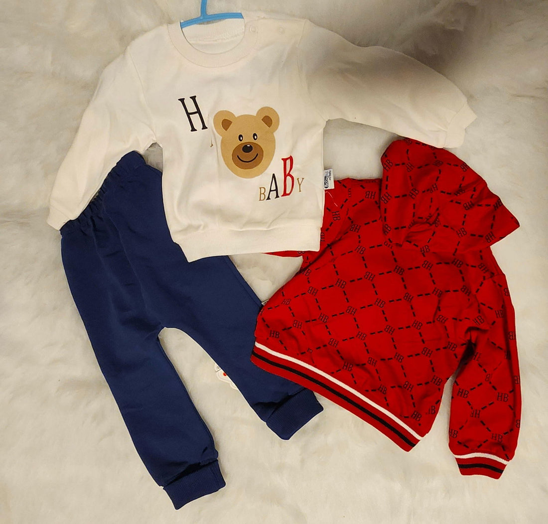 Ensemble 3 pièces pantalon jogging , t-shirt et veste pour bébé garcon de 6 mois à 18 mois - Karasmoode