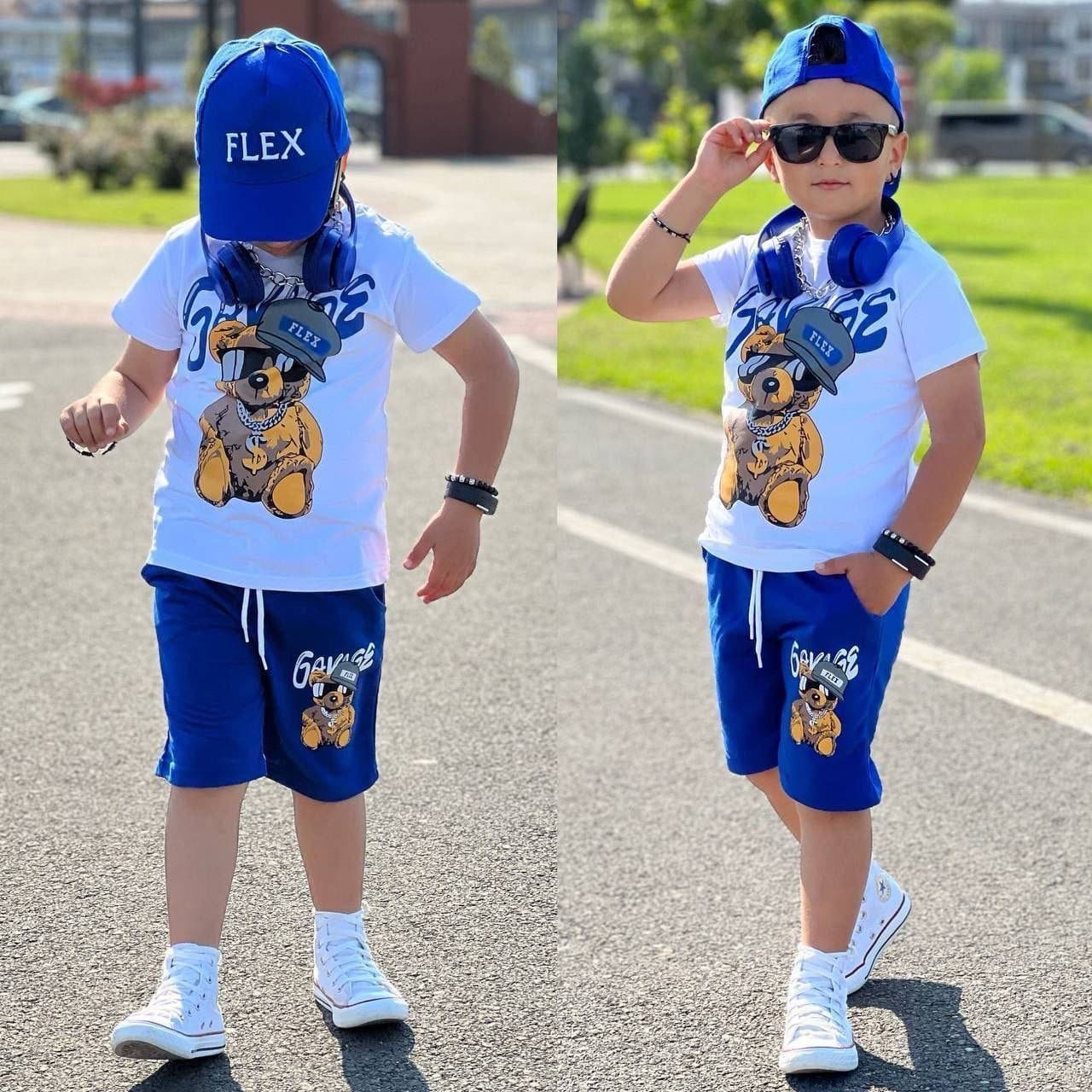 Ensemble 3 pièces short et t-shirt imprimé SAVAGE pour garçon de 2 à 12 ans - Karasmoode