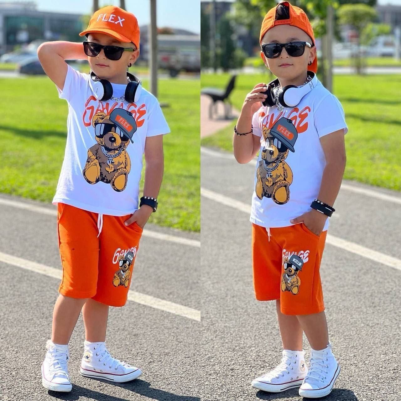 Ensemble 3 pièces short et t-shirt imprimé SAVAGE pour garçon de 2 à 12 ans - Karasmoode