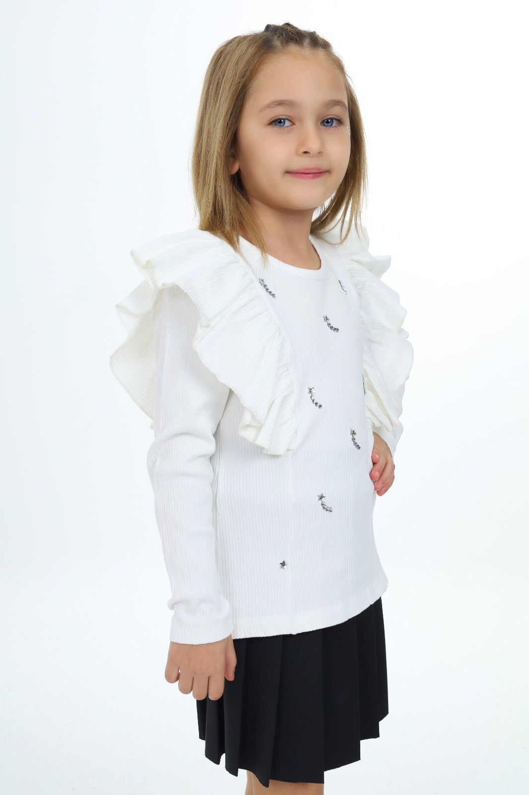 Ensemble jupe plissée et t-shirt à manches longues pour fille pour fille de 3 à 10 ans - Karasmoode