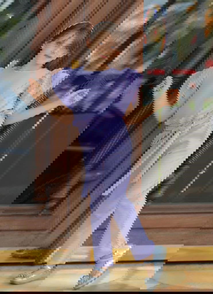 Ensemble pantalon taille haute et haut en tissu pour les occasions pour fille de 2 à 12 ans - Karasmoode