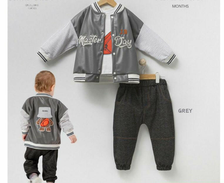 Ensemble veste en cuir et jogging MASTER DAY 3 pieces bébé garcon de 12 mois à 24 mois - Karasmoode
