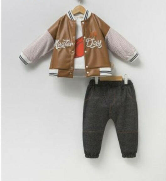 Ensemble veste en cuir et jogging MASTER DAY 3 pieces bébé garcon de 12 mois à 24 mois - Karasmoode