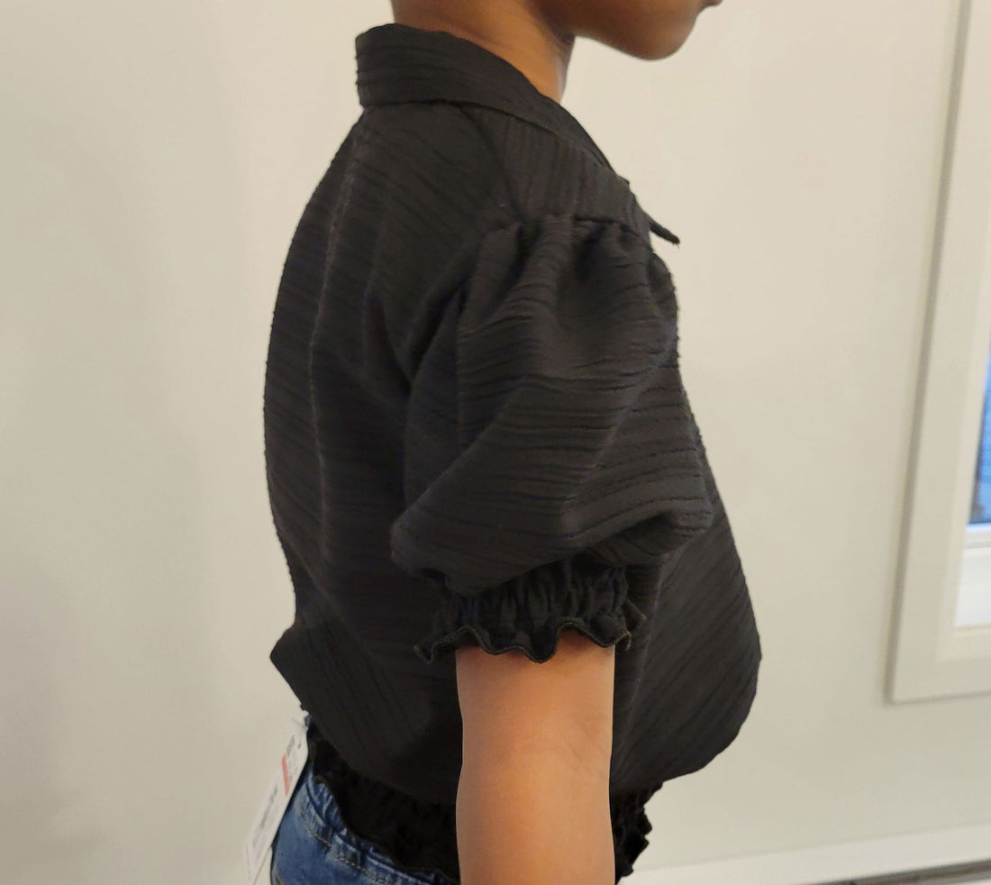 HAUT Chemisier Noir pour fille de 9 à 14 ans - Karasmoode