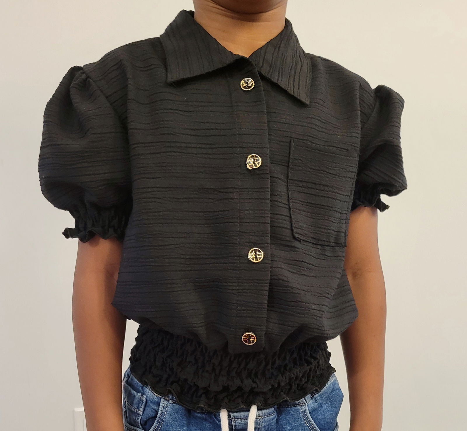 HAUT Chemisier Noir pour fille de 9 à 14 ans - Karasmoode