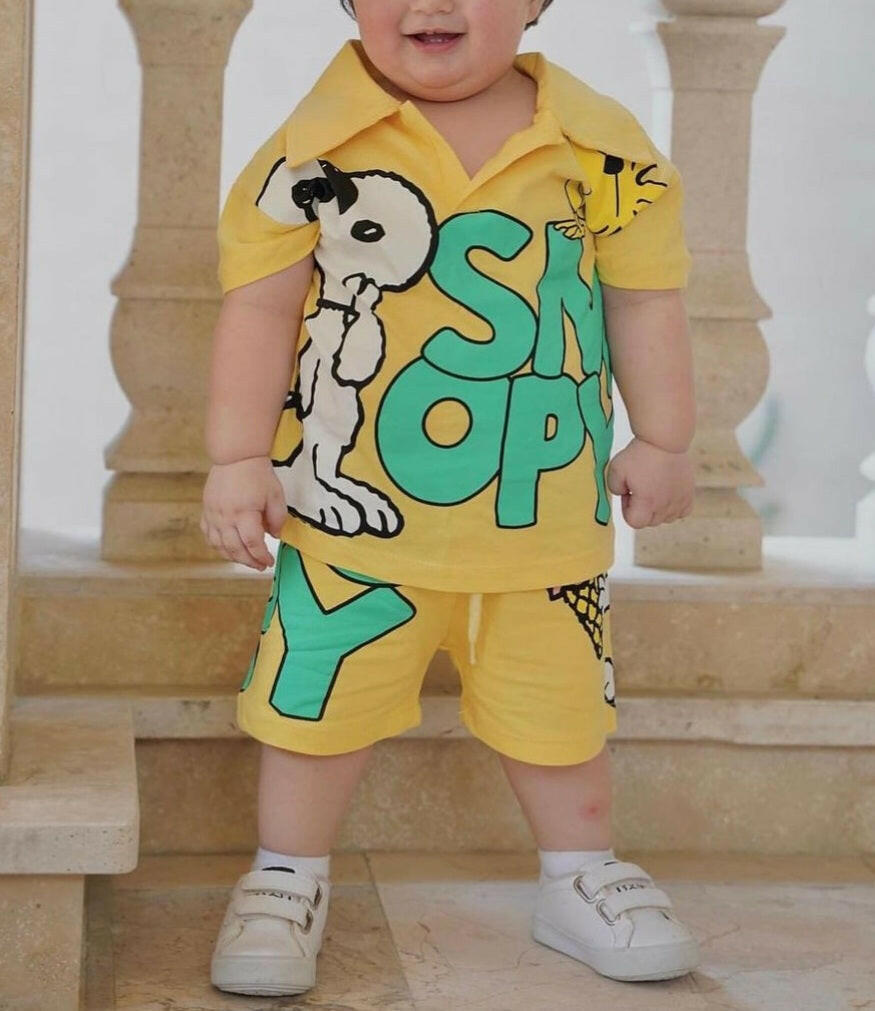 Ensemble2 pièces short et t-shirt imprimé Snoopy 2 bébé fille de 18 mois à 2 ans - Karasmoode