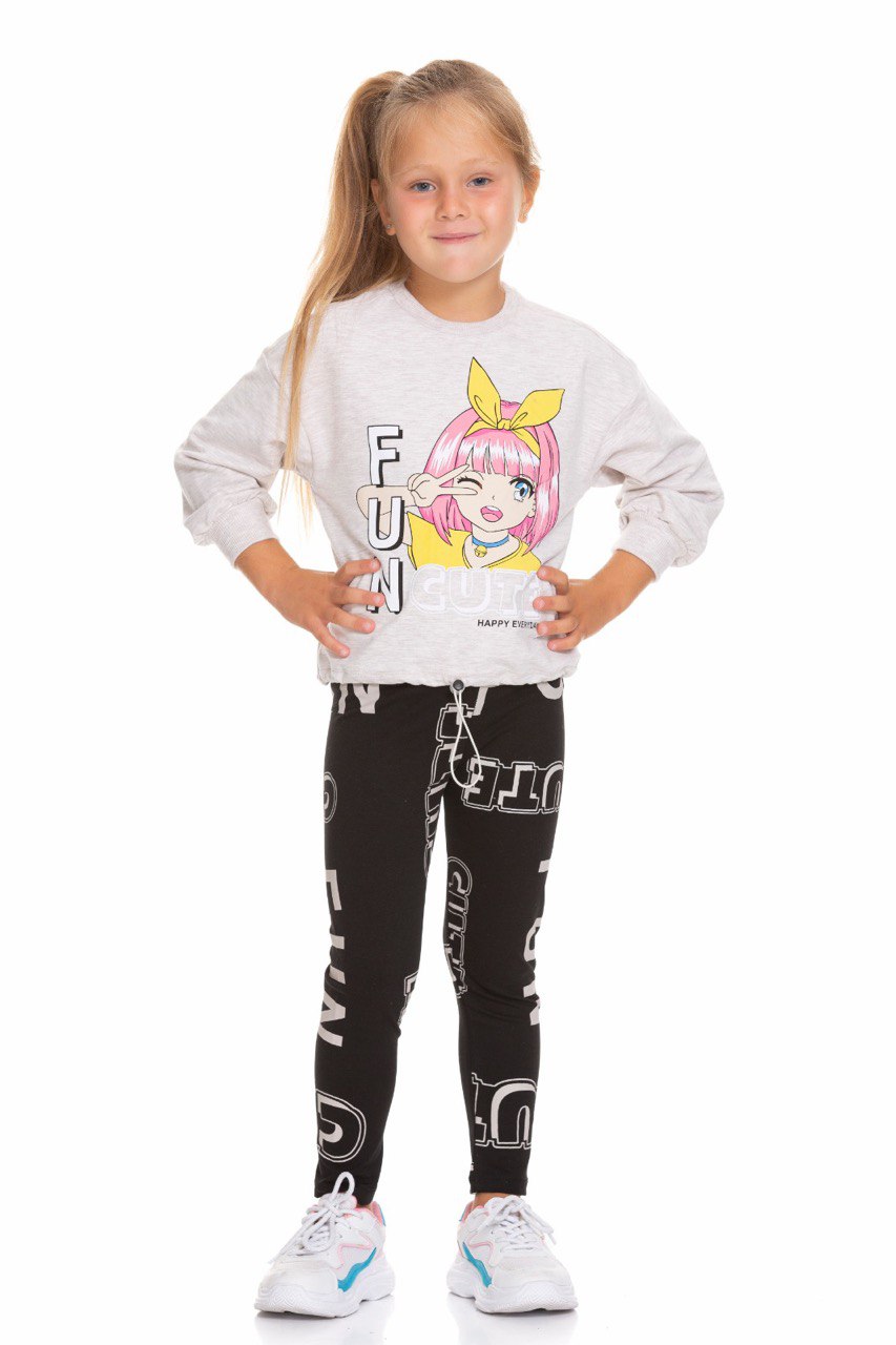 Ensemble 2 pièces legging et chandail imprimé FUN CUTE pour fille de 5 à 10 ans - Karasmoode