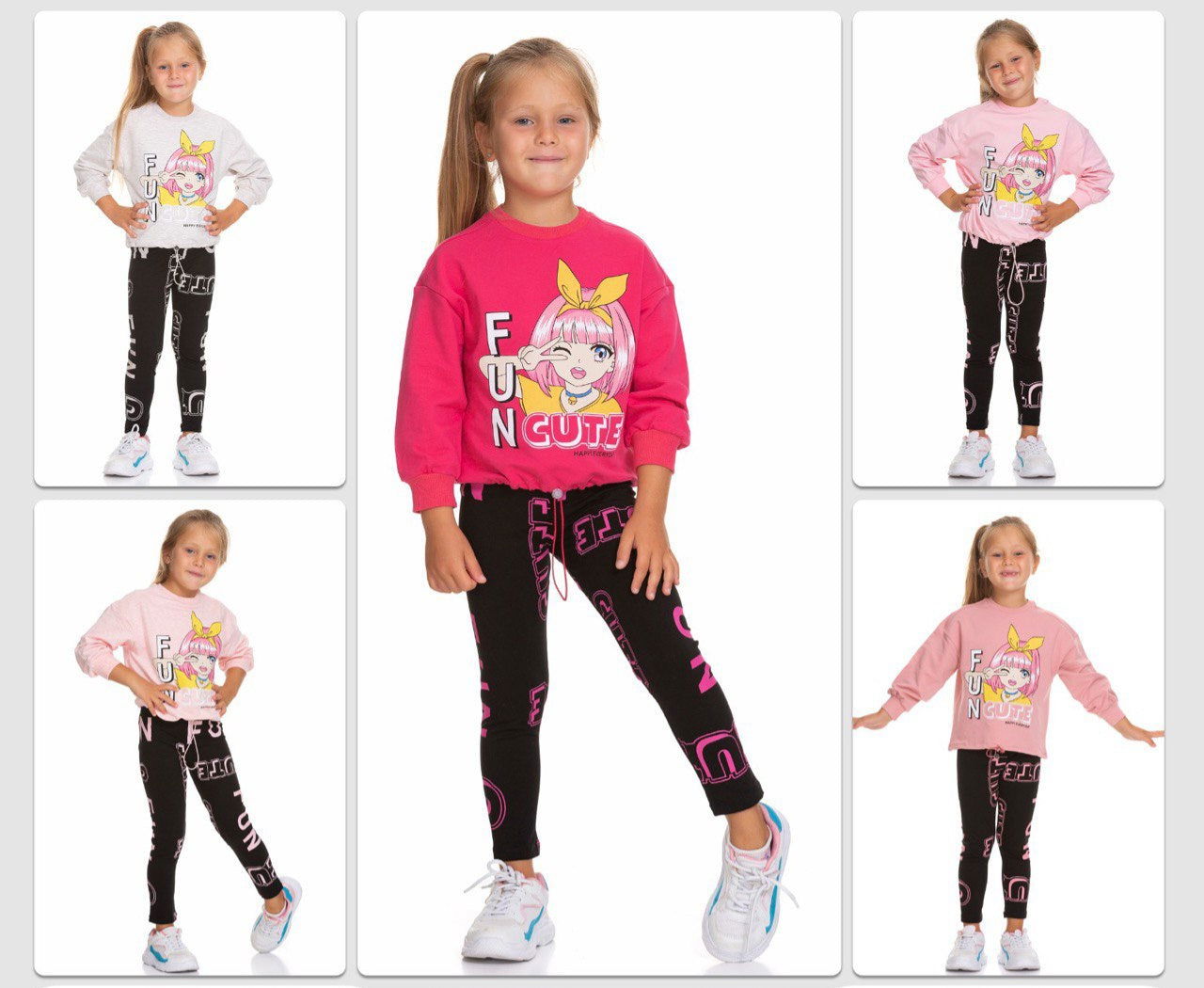 Ensemble 2 pièces legging et chandail imprimé FUN CUTE pour fille de 5 à 10 ans - Karasmoode