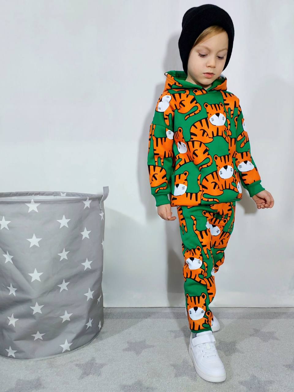 Ensemble 2 pièces pantalon et chandail imprimé Lion vert unisexe de 3 à 10 ans - Karasmoode