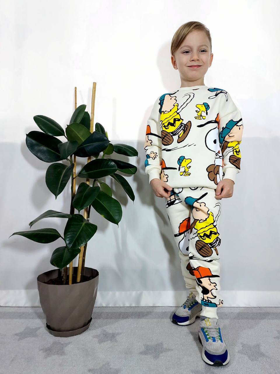 Ensemble 2 pièces pantalon jogging et chandail imprimé Bonhomme unisexe de 2 à 8 ans - Karasmoode