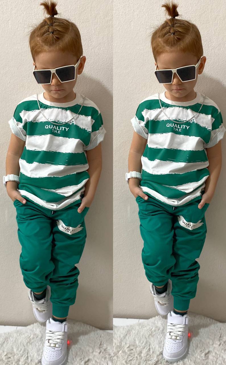 Ensemble 2 pièces pantalon jogging et t-shirt IMPRIMÉ QUALITY pour enfant garçon de 5 à 14 ans - Karasmoode