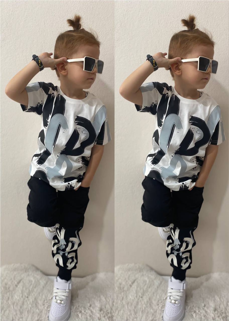Ensemble 2 pièces pantalon jogging et t-shirt IMPRIMÉ pour garçon de 5 à 14 ans - Karasmoode