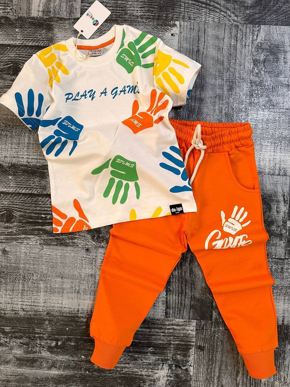 Ensemble 2 pièces pantalon jogging et t-shirt imprimé LAMAIN  pour enfant de 3 à 10 ans - Karasmoode
