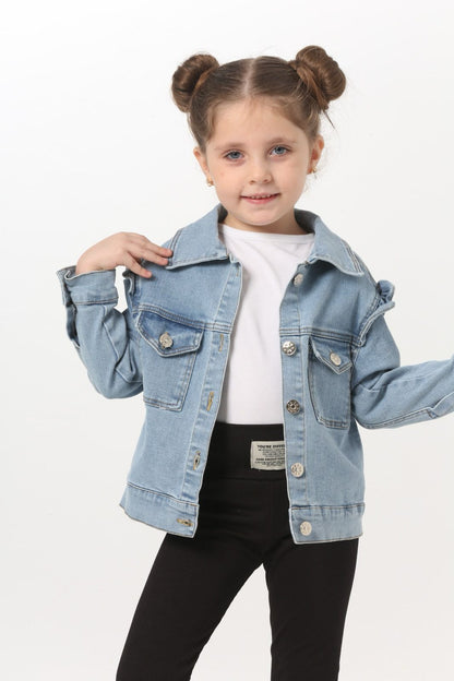 Ensemble jupe droite et veste en jeans 2 pièces pour de 2 à 7 ans. - Karasmoode