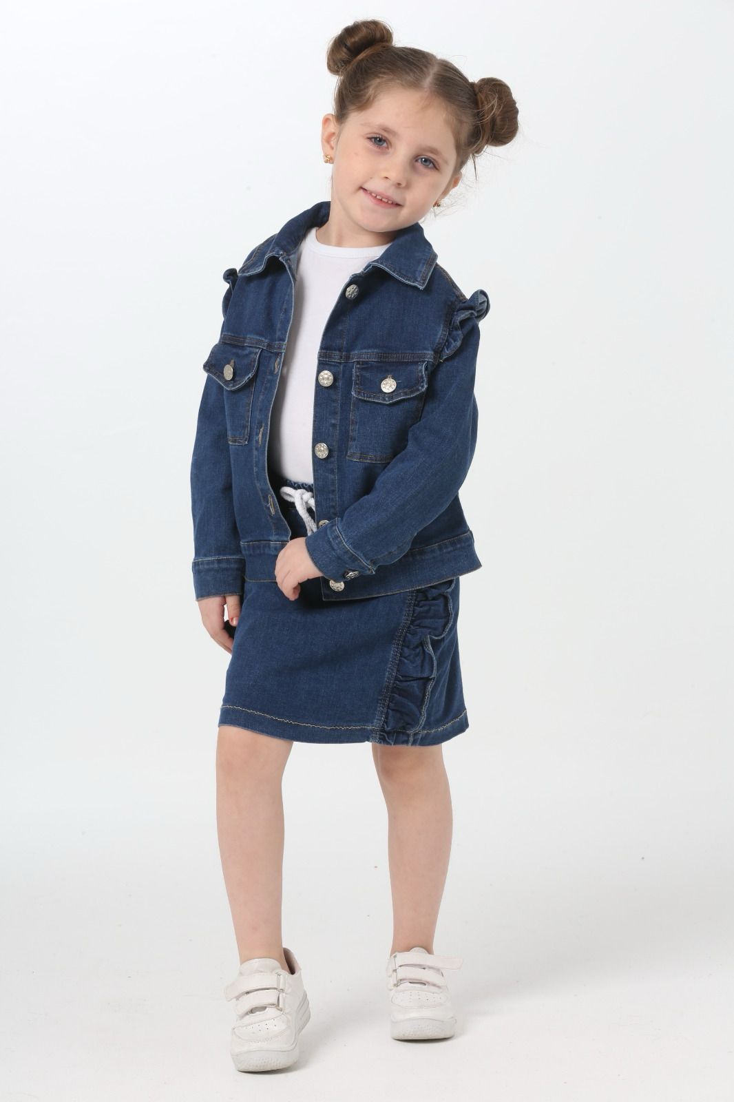 Ensemble jupe droite et veste en jeans 2 pièces pour de 2 à 7 ans. - Karasmoode