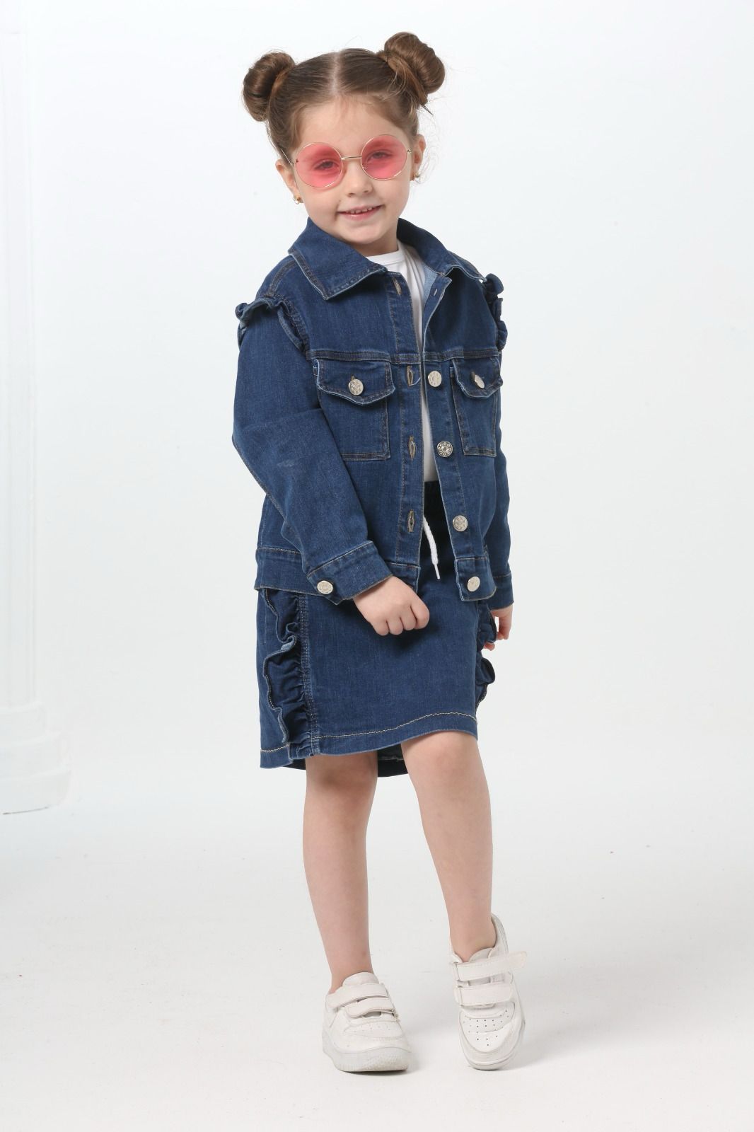 Ensemble jupe droite et veste en jeans 2 pièces pour de 2 à 7 ans. - Karasmoode