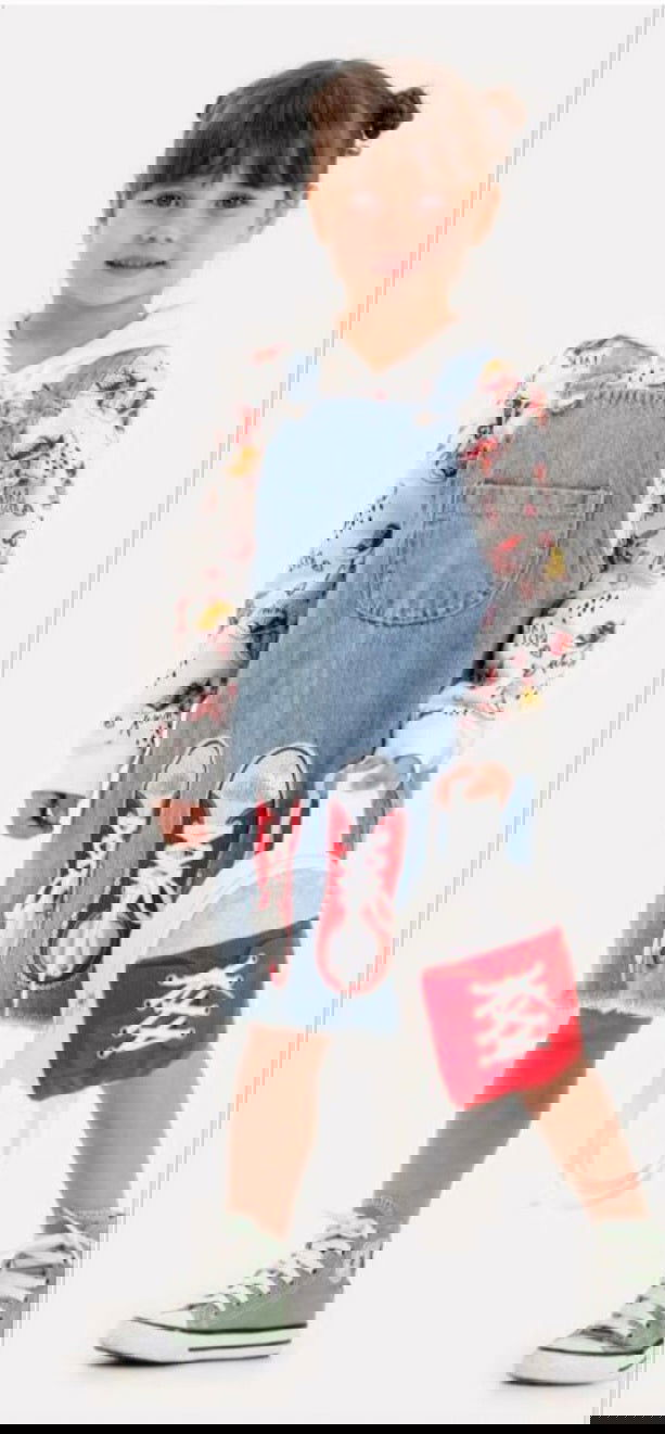 Ensemble robe salopette en jeans imprimé VANS 3 pièces pour fille de 2 à 9 ans - Karasmoode