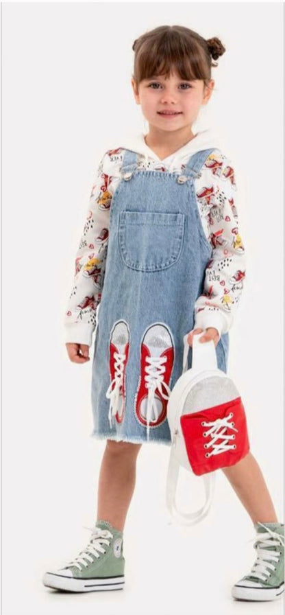 Ensemble robe salopette en jeans imprimé VANS pièces pour fille