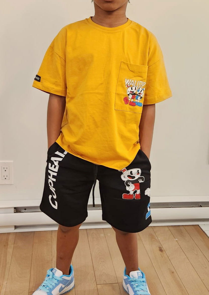 Ensemble short, bermuda et t-shirt imprimé WALLOP pour garcon de 5 à 14 ans - Karasmoode