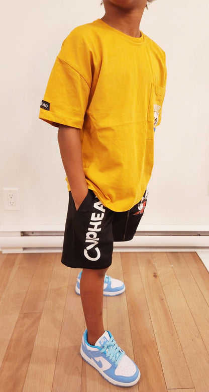 Ensemble short, bermuda et t-shirt imprimé WALLOP pour garcon de 5 à 14 ans - Karasmoode